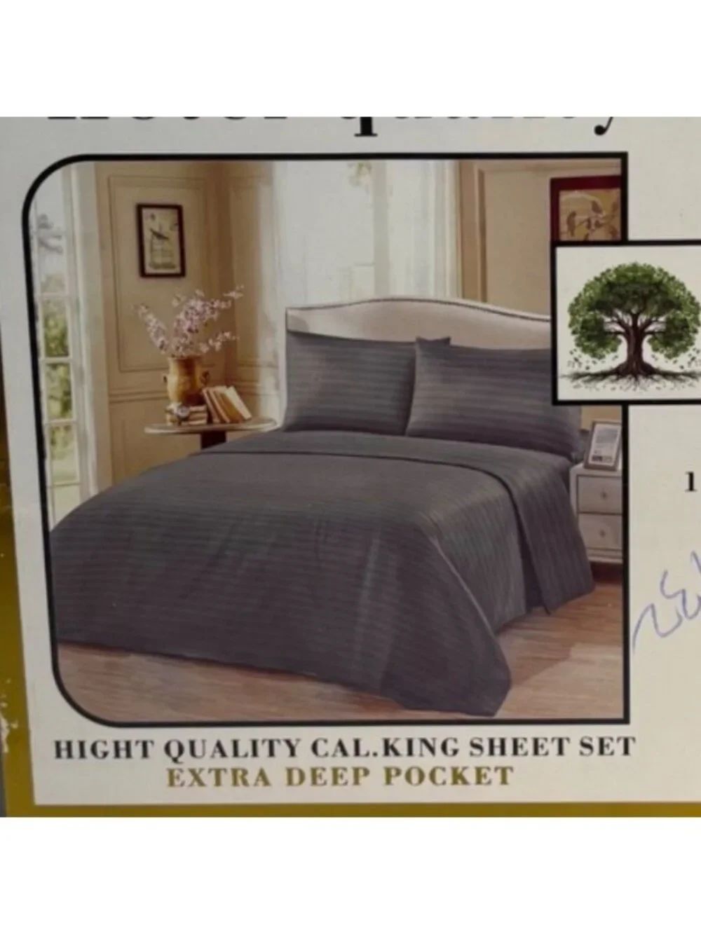 Hotel Quality 2800 Series 4-pc California King Sheet Set Extra Deep Pocket Gray